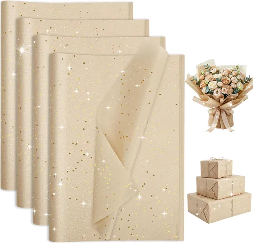 Miniatura 12 de woric 135 hojas de papel de seda blanco para bolsas de regalo de 20 x 14 pulgadas, papel de seda con purpurina para cumpleaños, baby shower, boda