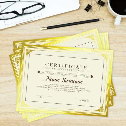 Miniatura 6 de SUNEE 50 hojas de papel para certificados - Borde en blanco de lámina dorada, tamaño carta 8.5x11 para diploma, certificados, premios