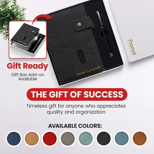 Miniatura 7 de Promot Cuaderno Personalizado - Diario en Cuero A5 con Páginas Rayadas para Hombres y Mujeres - Cuaderno Ejecutivo de Tapa Dura, Diario Diario