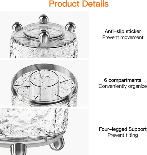 Miniatura 5 de Soporte para brochas de maquillaje con tapa, soporte giratorio de 360° para tocador, organizador de brochas de maquillaje giratorio a prueba