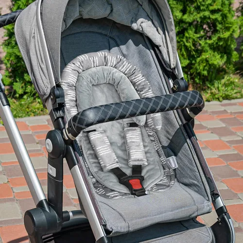 Miniatura 7 de Inserto de asiento de automóvil para bebé, soporte para la cabeza y el cuerpo del asiento de automóvil con 2 almohadillas para correa, cojín ultra