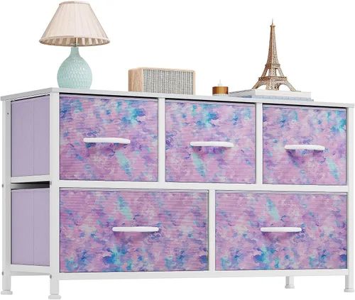 Miniatura 14 de YITAHOME Cómoda con 5 cajones – Torre de almacenamiento de tela, unidad organizadora para dormitorio, sala de estar, armarios – Estructura de acero