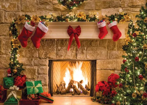 Miniatura 9 de Fondos de fotografía navideños de 10x10 pies Fondo de decoración navideña de chimenea para niños para estudio fotográfico (11209)
