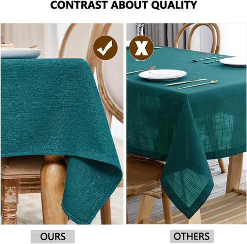 Miniatura 111 de Mantel para mesa rectangular de 55x71 pulgadas, de lino sintético, resistente a las arrugas e impermeable, color beige, para cocina, comedor