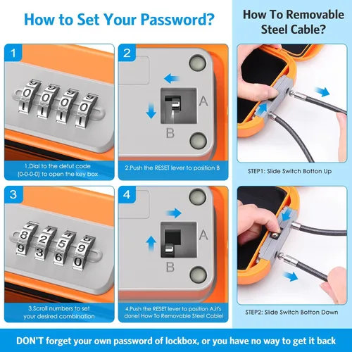 Miniatura 5 de AMIR Caja de Seguridad con Cerradura de Combinación Portátil, Caja de Seguridad con Código, Caja de Seguridad Mini para Viajes Impermeable Antirrobo