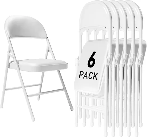 Miniatura 27 de Paquete de 4 sillas plegables negras con cojín acolchado y respaldo para exteriores, sillas plegables comerciales apilables portátiles con marco