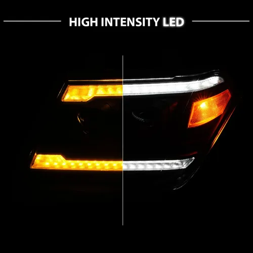 Miniatura 6 de AmeriLite para camioneta pickup Nissan Frontier 2009-2020 Juego de faros delanteros de proyector negro con tubo LED DRL y señal secuencial