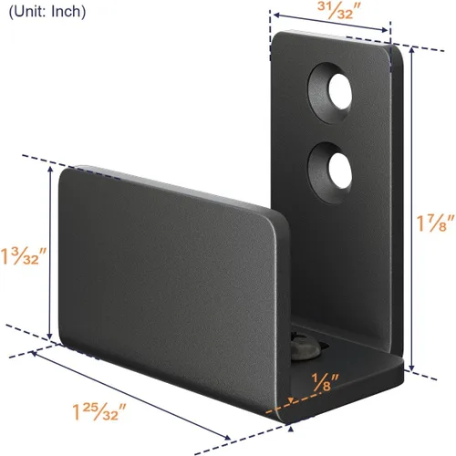 Miniatura 5 de SMARTSTANDARD Guía de piso de puerta de granero ajustable en forma de U, guía inferior flexible para montaje en la pared, material de acero Negro