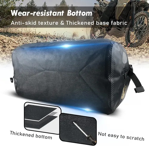 Miniatura 5 de NICECNC Bolsa de lona seca impermeable 66L, 500D PVC Tail Bag, Tronco, Equipaje universal de viaje de motocicleta, Negro