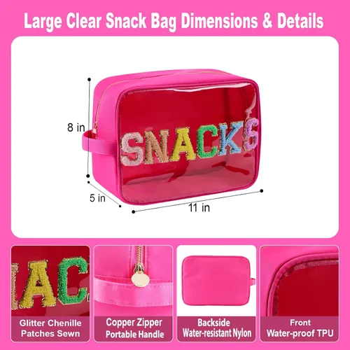 Miniatura 5 de Bolsa de maquillaje de viaje cosmética bolsa de maquillaje de aseo Orgnizer para mujeres, Sacos transparentes de color rosa intenso, Internacional