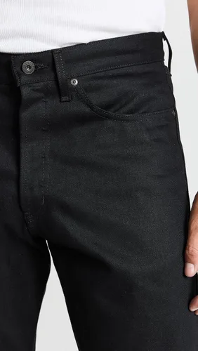 Miniatura 6 de Naked & Famous True Guy - Jeans de orillo negro liso para hombre