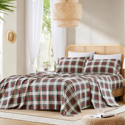 Miniatura 61 de Comfort Spaces Sábanas 100% algodón tamaño King, transpirables, naturalmente frescas, sábanas de algodón suave con bolsillo elástico de 14 pulgadas