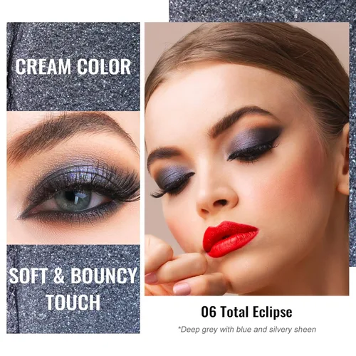 Miniatura 68 de Oulac Sombra de ojos en crema con brillo también para iluminador Sombra de ojos mezclable Resistente al agua y de larga duración con fórmula Pureza