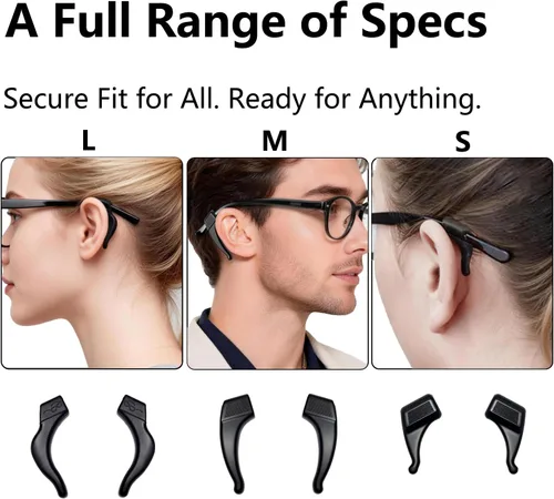 Miniatura 4 de 3 Sizes Silicone Eyeglass Ear Grips – Anti-Slip Hooks for Sports & Reading Glasses