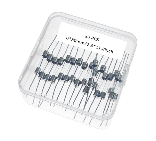 Miniatura 7 de Vigor Source 1A250V, T1A250V Fusible - Celsius TF Cutoff, 0.236 x 1.181 in, plomo de cerámica - 20 paquetes