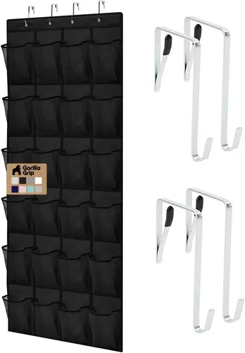Miniatura 28 de Gorilla Grip - Zapatero para colgar en la puerta, 24 bolsillos de malla para sostener hasta 40 libras, organizador para parte trasera del armario