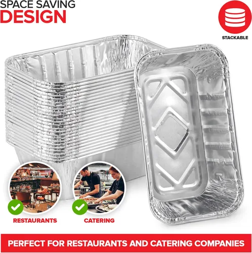 Miniatura 4 de Stock Your Home Mini moldes de aluminio (paquete de 50) moldes de lata de papel de aluminio de 1 libra, moldes pequeños para pan, moldes