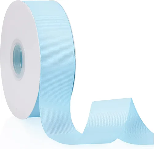 Cinta de grogrén de doble cara de color liso azul bebé de 1-1/2 pulgadas x 50 yardas para envolver regalos, bodas, fiestas, manualidades, lazos para
