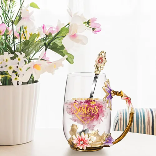 Miniatura 6 de OEAGO Regalos de hermana para hermanas para mujeres, elegante taza de té, regalos únicos de Navidad y cumpleaños para hermana, pequeña, grande