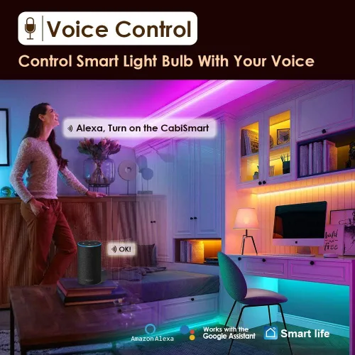 Miniatura 6 de Ligts LED inteligentes para debajo del gabinete, RGB multicolor, compatibles con Alexa, Google Home controlada por voz debajo de la encimera