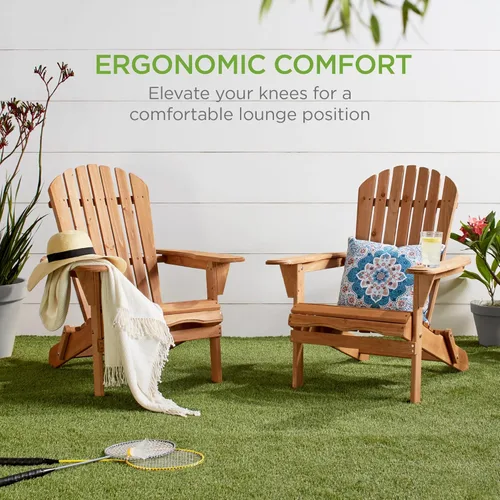 Miniatura 7 de Best Choice Products Silla plegable Adirondack para exteriores, muebles de madera para fogata, para patio, jardín, patio con capacidad