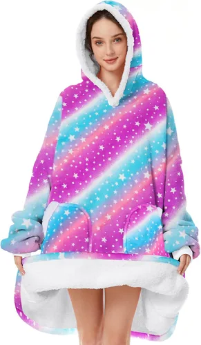 Miniatura 21 de Century Star Manta con capucha para mujeres y hombres, sherpa, de gran tamaño, gruesa, acogedora, suave, cálida, para adultos, sudadera con capucha