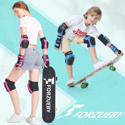 Miniatura 6 de Forzueby - Rodilleras, coderas, muñequeras para niños/adultos, juego de equipo protector 6 en 1 para patinaje en línea, patinaje sobre ruedas