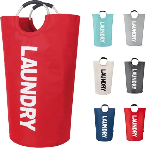 Miniatura 14 de Twira Cesta de lavandería grande de 90 litros, cesta de lavandería que se mantiene bien, bolsa de lavandería con asas acolchadas, contenedor de ropa