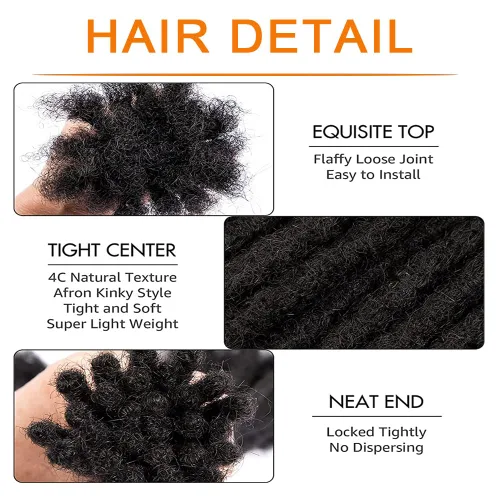 Miniatura 3 de Extensiones de Rastas de Cabello Humano 0.4cm de Grosor 4 Pulgadas 20 Hebras 100% Cabello Humano Real para Hombres/Mujeres/Niños Completamente
