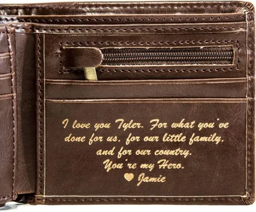 Miniatura 6 de Swanky Badger Cartera personalizada billetera plegable, ranura para identificación, ranuras para tarjetas, marrón (Brown circle), Bifold