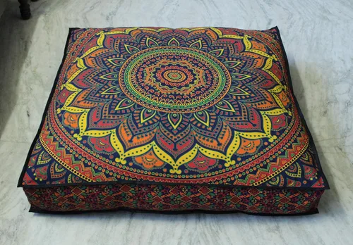 Miniatura 60 de CRAFT KALA Funda de cojín con diseño de mandala, funda de cojín para asiento, hippie, decorativo, bohemio, otomano, de algodón, indio, para sala