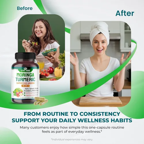 Miniatura 3 de Superfood Greens 18 en 1 - con frutas, verduras y hierbas - Moringa, alfalfa, manzana, espinatch, plátano, fresa, aumenta la energía, la inmunidad