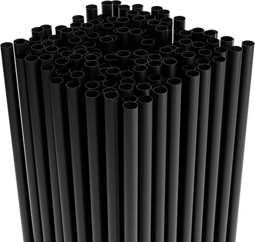 Miniatura 5 de Pajitas de plástico de 7.75 pulgadas (500 unidades), pajitas desechables – hechas para vaso estándar de 16 onzas (negro)