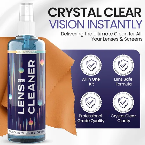 Miniatura 5 de Kit de spray limpiador de lentes de gel para gafas, 2 botellas de gel de 8 onzas y 1 botella de spray de gel de 2 onzas + 2 paños de microfibra