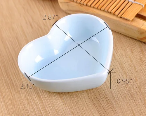 Miniatura 2 de WHJY Blue Love - Cuenco lateral de cerámica azul en forma de corazón, cuenco lateral de porcelana contemporánea, platos para condimentos, platos