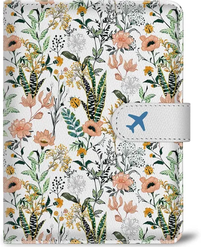 Soporte para pasaporte para viaje, funda de cuero con bloqueo RFID, combo con ranura para tarjeta de crédito y ranura para tarjeta de embarque para