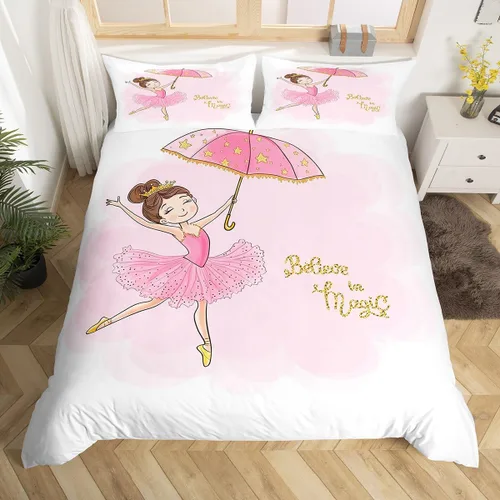 Miniatura 13 de Erosebridal Juego de funda de edredón Kawaii tamaño individual, lindo juego de ropa de cama de dibujos animados para niños y niñas, funda de edredón