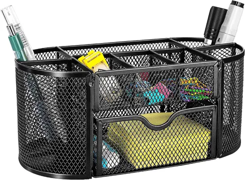 Miniatura 4 de Amazon Basics Soporte para bolígrafos y organizador de escritorio, almacenamiento de organizador de oficina, negro, 9.25 x 4.53 x 3.94 pulgadas
