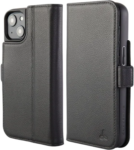 Miniatura 11 de Snakehive Funda de cuero para iPhone 13 Funda de piel auténtica con tarjetero Funda tipo cartera con soporte Compatible con iPhone 13 (negro)