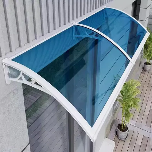 Toldo para ventana de patio al aire libre, toldo curvado azul para puerta, refugio de lluvia, toldo de porche, cubierta de policarbonato