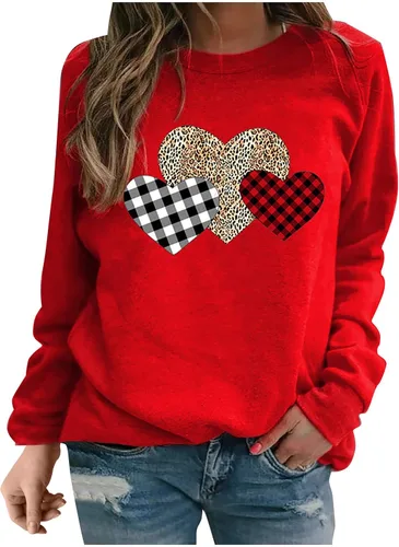 Miniatura 69 de Sudadera de manga larga con estampado de leopardo y corazón para mujer, para el día de San Valentín, sin botones, para niñas, regalos