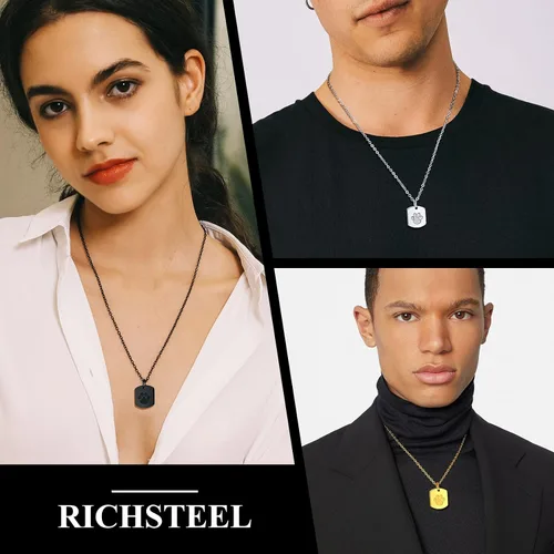 Miniatura 20 de Richsteel Collar de urna para cenizas, joyería de cremación, colgante de recuerdo conmemorativo con cadena
