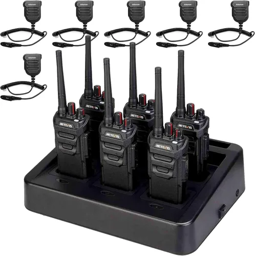 Miniatura 22 de Retevis RT48 Walkie Talkies impermeables con auricular, radio profesional y empresarial de 2 vías, radio bidireccional resistente, cargador de seis