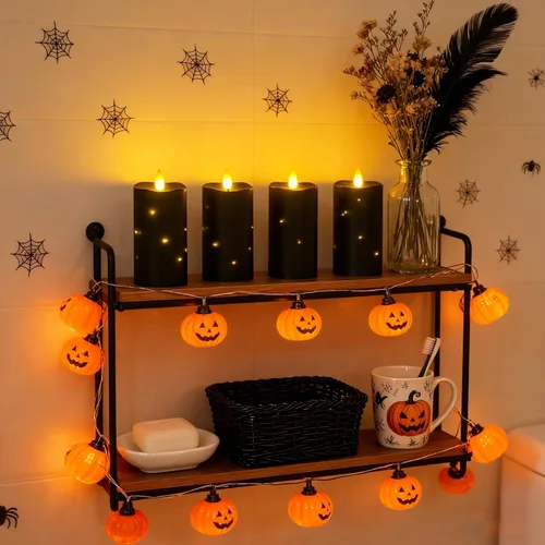 Miniatura 9 de Lezonic Velas Negras Sin Llama Impermeables para Exteriores con Control Remoto, 4 Piezas de Velas LED que Funcionan con Baterías con Llama