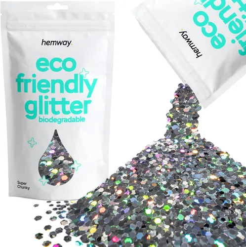 Miniatura 59 de Purpurina biodegradable, holográfica plateada, 3.5 onzas, respetuosa con el medio ambiente, extra gruesa, bioecológica, vegana para festivales