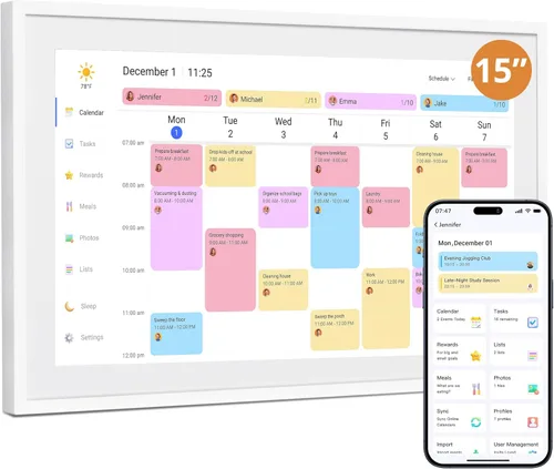Miniatura 12 de Dragon Touch Calendario digital de 21.5 pulgadas, pantalla táctil, calendario electrónico de pared, tabla de tareas para planificador familiar