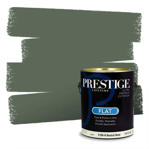 Miniatura 244 de Prestige Paints - Pintura exterior e imprimación en uno, 1 galón, plano, compatibilidad comparable con el color menta «Whipped Mint» de Behr