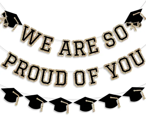Miniatura 20 de Letrero con texto en inglés «We Are So Proud Of You», decoración para fiesta de graduación, guirnalda de tapa de felicitaciones, letrero de pared