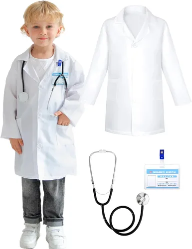 Liberry Kit de médico para niños pequeños de 3, 4 y 5 años, disfraz de médico de juego de simulación para niños, abrigo de enfermera con