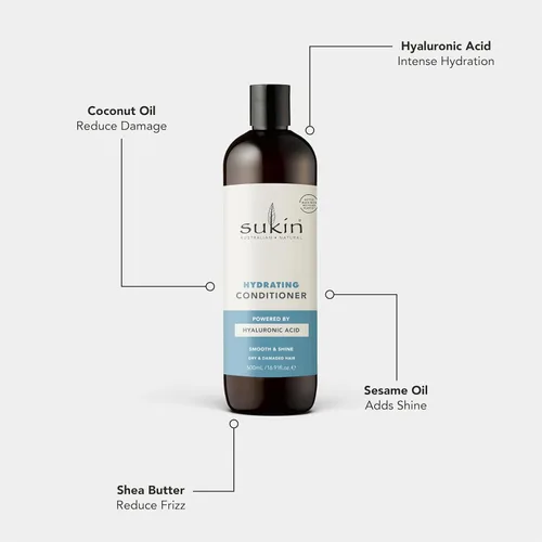 Miniatura 4 de Sukin Acondicionador hidratante, sin sulfatos, repara el cabello seco y dañado, antiencrespamiento, aroma a coco y lima, 16.91 onzas líquidas